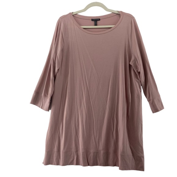 Eileen Fisher Pink Long Top TShirt Size Large Stretch - Picture 1 of 6